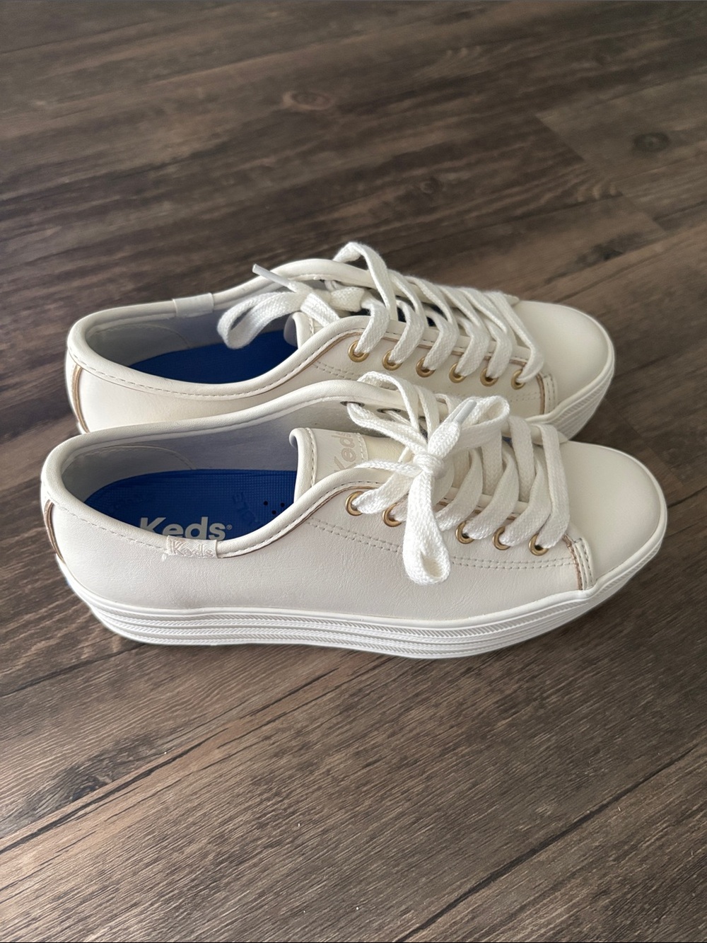 Keds Triple Up Leather Lace-Up Sneakers Women’s Size 5.5 White Platform Shoes